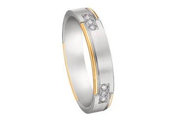Alliance diamants or bicolore