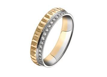 Alliance diamants or bicolore