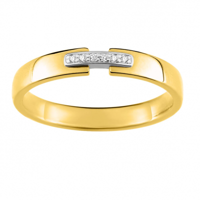 Alliance diamants or jaune