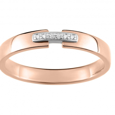 Alliance diamants or bicolore