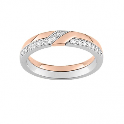 Alliance diamants or bicolore