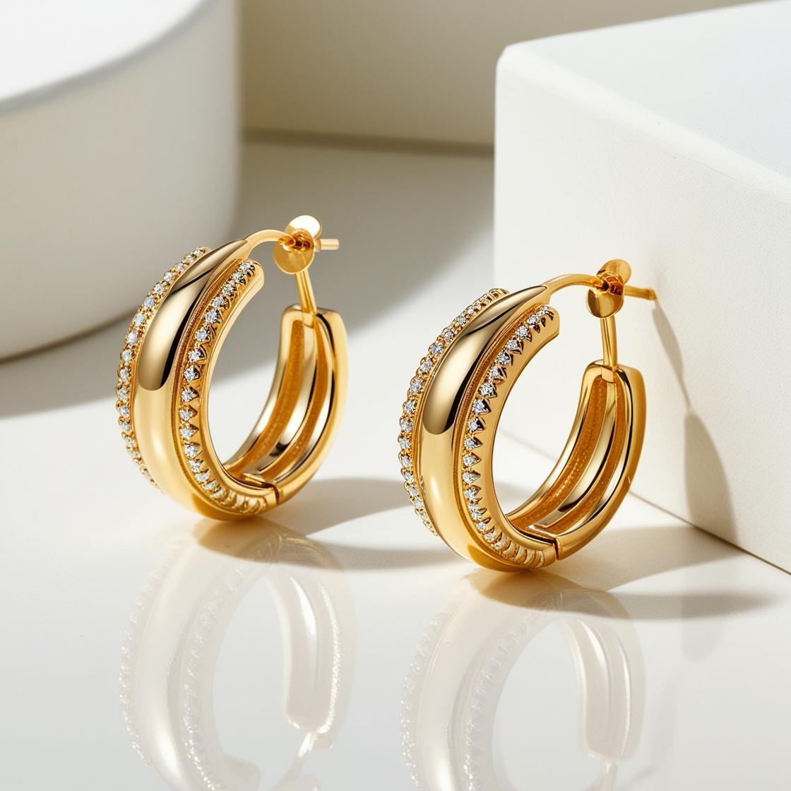 Boucles d oreilles plaque or sur femme 