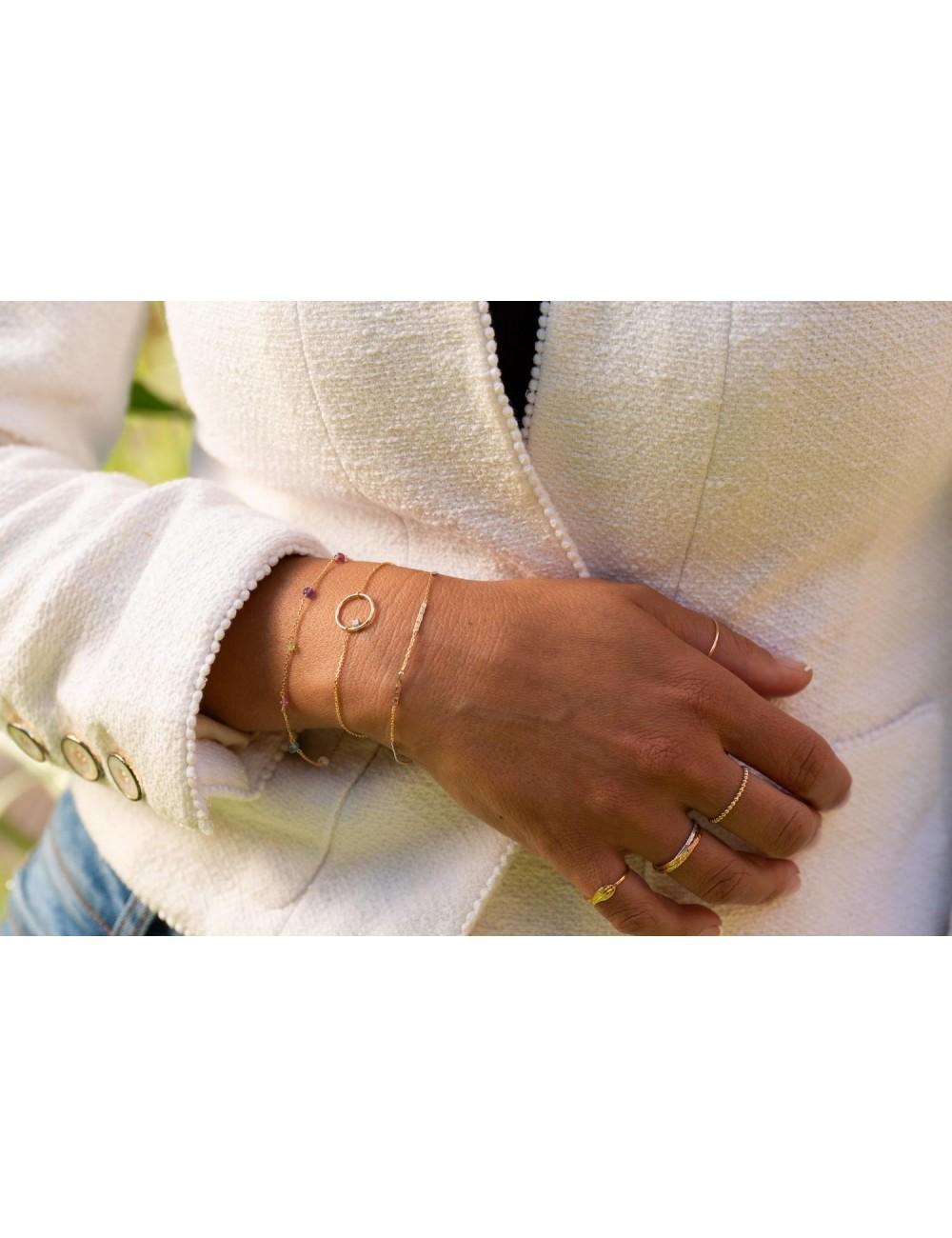 Bracelet en fils grunge espace par chaines forcat en or jaune ou or blanc 9 carats