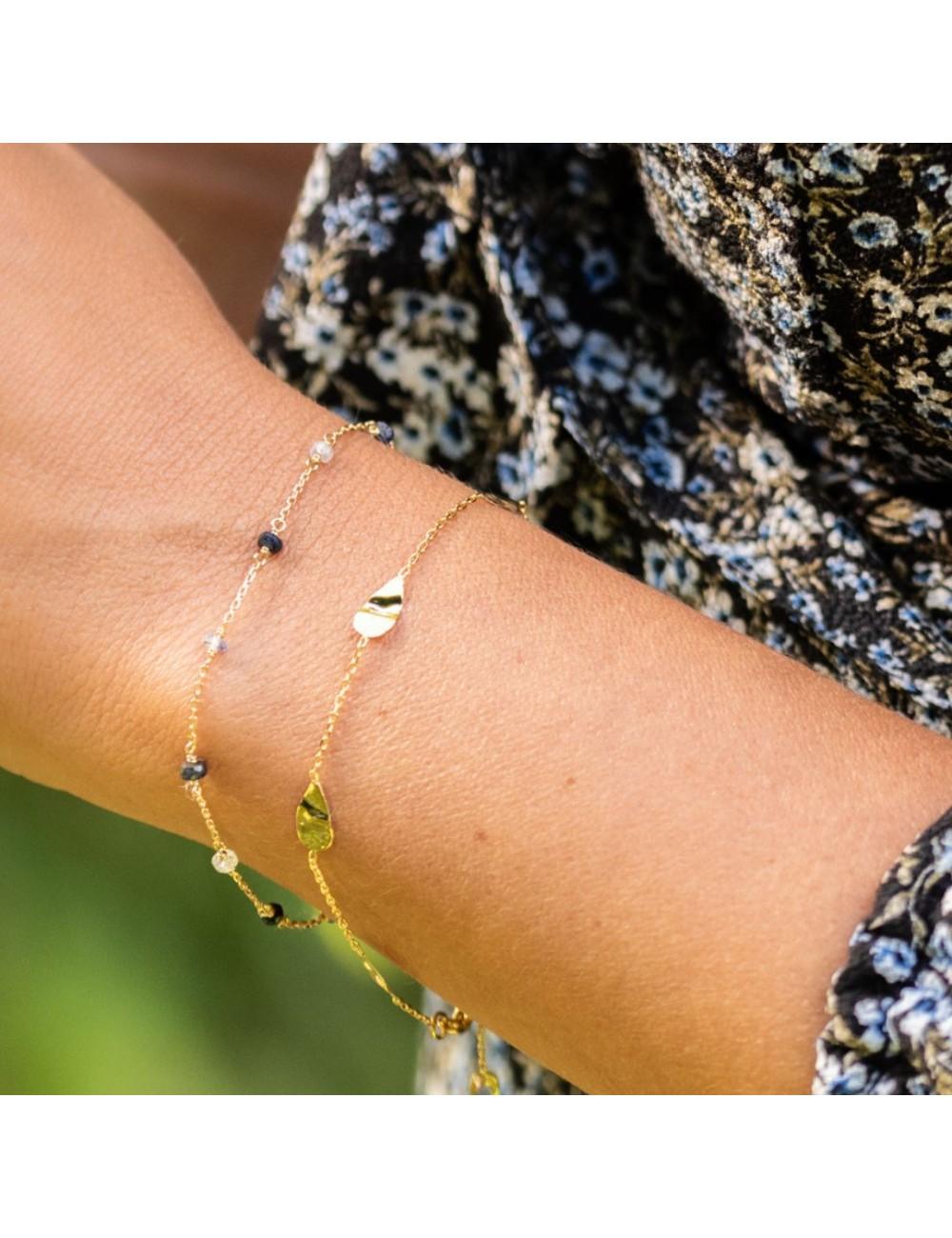 Bracelet gouttes froissees en or jaune 9 carats