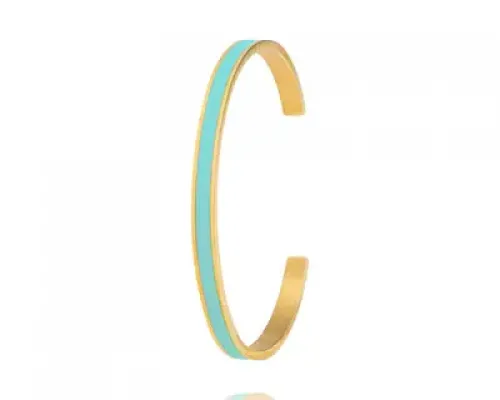 Manchette bracelet turquoise et acier dore femme ouvert louise garden 400x400 crop center