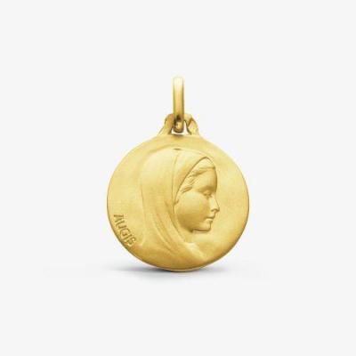 Medaille de bapteme vierge au voile or jaune 18 carats 16mm 3500030400 1